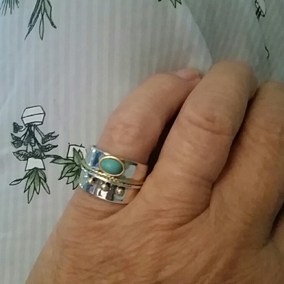 🆕️ ☮ Polished sterling silver & turquoise ring - Picture 7 of 10